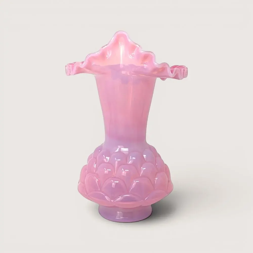 1960s Fenton Jacqueline Plum Opalescent Jack in the Pulpit Tulip Vase